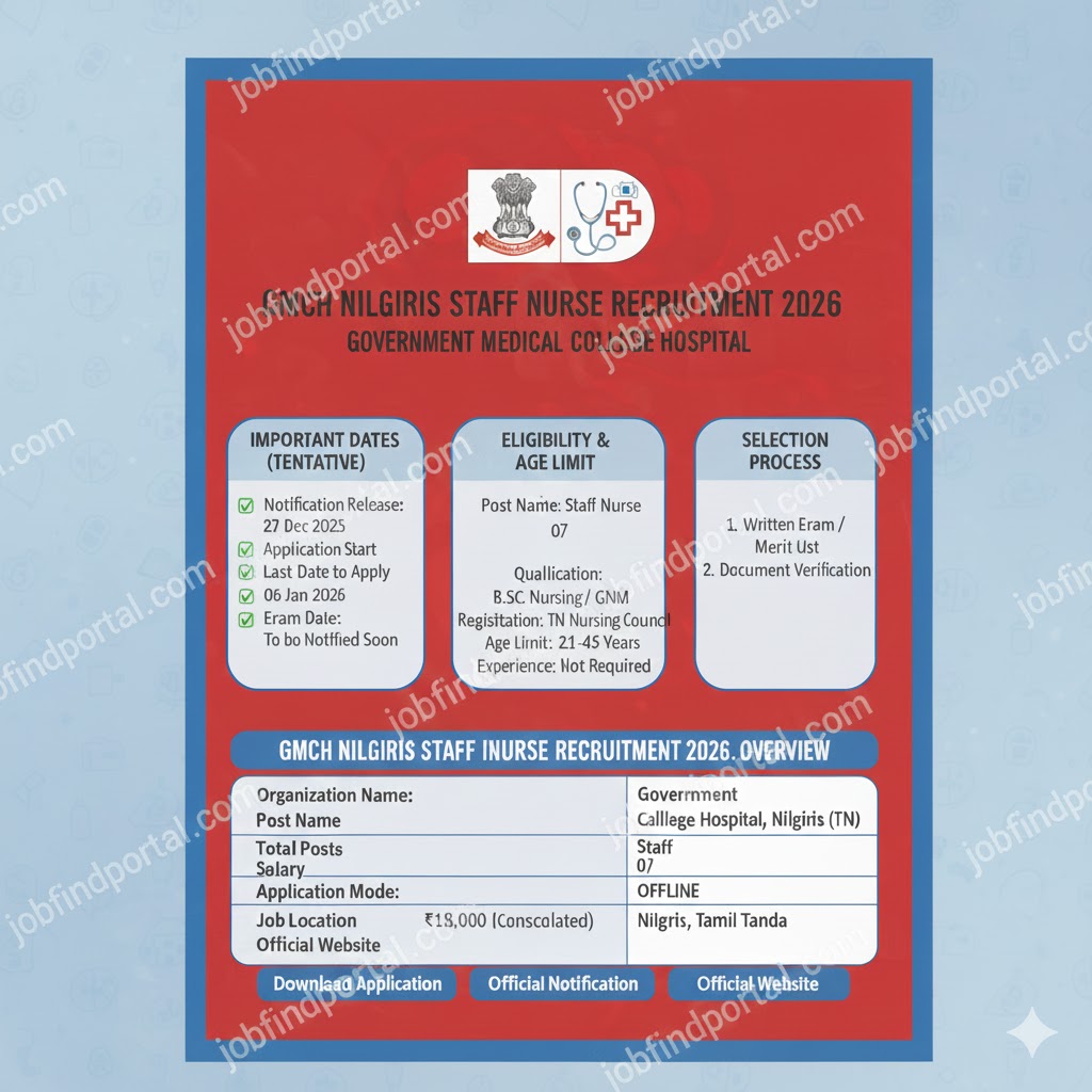 GMCH Nilgiris Staff Nurse Recruitment